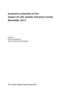 Economic evaluation of the impact of safe speeds: literature review