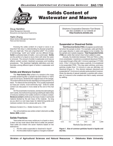 Solids Content of Wastewater and Manure