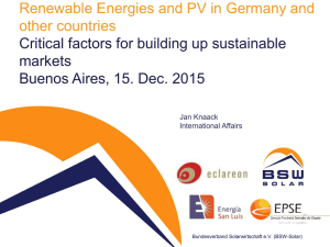 Renewable Energies and PV in Germany and other countries