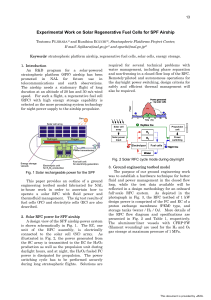 Experimental Work on Solar Regenerative Fuel Cells for SPF Airship