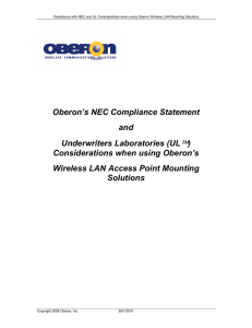Oberon`s NEC and UL Compliance statement