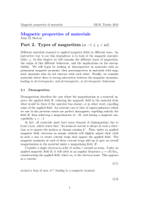 Magnetic properties of materials Part 2. Types of magnetism