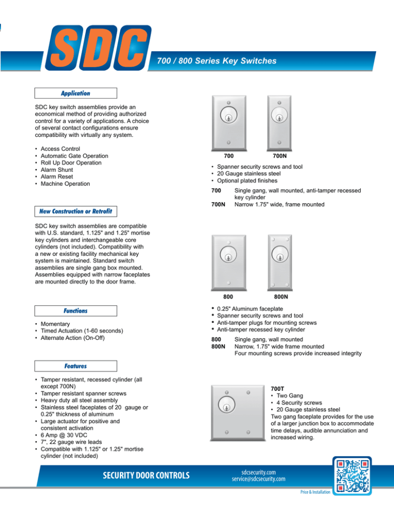 Datasheet Security Door Controls