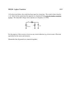 PH2230 - Laplace Transform HW5 1) For the circuit below, the
