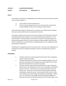 SECTION 7: ACQUISITION PROCEDURES SUBJECT: COST