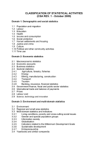CLASSIFICATION OF STATISTICAL ACTIVITIES (CSA REV. 1