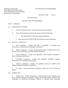 specifications for pad mounted transformers electrical contractors