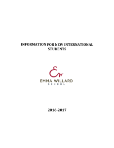 INFORMATION FOR NEW INTERNATIONAL STUDENTS 2016-2017