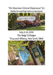 July 2–21, 2016 The Sage Colleges Troy and Albany, New York, USA