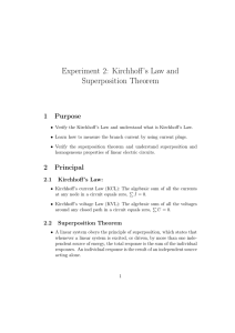 Experiment 2: Kirchhoff`s Law and Superposition Theorem