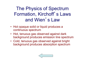 The Physics of Spectrum Formation, Kirchoff`s Laws and Wien`s Law