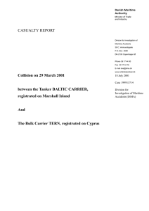 CASUALTY REPORT Collision on 29 March 2001 between the