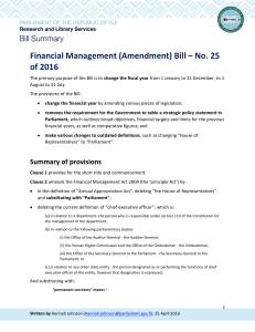 Financial Management (Amendment) Bill