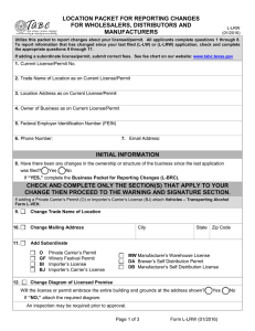 Location Packet for Reporting Changes for Wholesalers