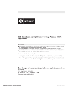 B2B Bank Business High Interest Savings Account (HISA) Application