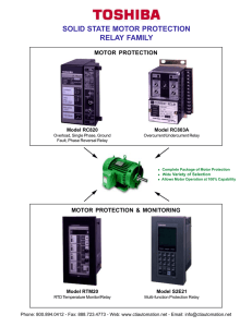 Toshiba Solid State Motor Protection Relay Family