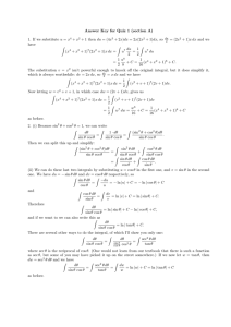 Answer Key for Quiz 1 (section A) 1. If we substitute u = x4 + x2 + 1