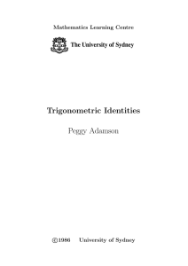 Trigonometric Identities Peggy Adamson