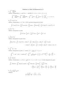 Solutions to Math 142 Homework # 5 Solution. Substitution u = cos θ