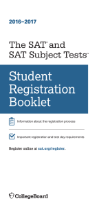 SAT and SAT Subject Tests Student Registration Booklet 2016
