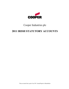 Cooper Industries plc 2011 IRISH STATUTORY ACCOUNTS