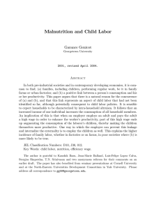 Malnutrition and Child Labor - faculty