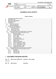 D8 SERIAL DATA OUTPUT 1. DOCUMENT REVISION HISTORY