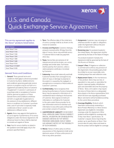 U.S. and Canada Quick Exchange Service Agreement