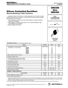 Silicon Controlled Rectifiers 2N6400 thru 2N6405