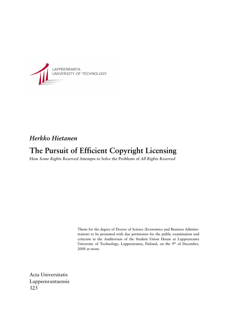 The Pursuit Of Efficient Copyright Licensing - 
