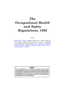 The Occupational Health and Safety Regulations
