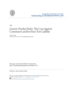 Generic Product Risks - Scholarship @ GEORGETOWN LAW