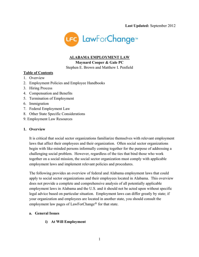 ALABAMA EMPLOYMENT LAW