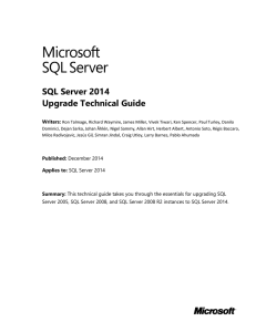 SQL Server 2014 Upgrade Technical Guide