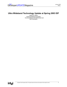 Ultra Wideband Technology Update at Spring 2003 IDF