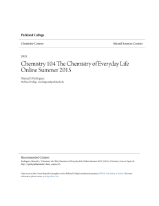 Chemistry 104 The Chemistry of Everyday Life Online Summer 2015