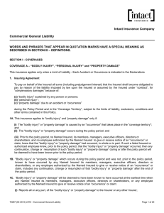 Intact Insurance Company Commercial General Liability