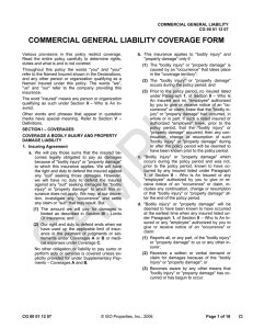 COMMERCIAL GENERAL LIABILITY COVERAGE FORM