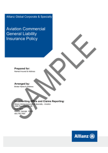 Aviation Commercial General Liability Insurance Policy