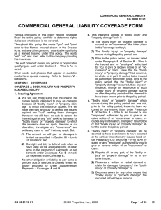 commercial general liability coverage form