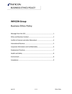 BUSINESS ETHICS POLICY INFICON Group Business Ethics Policy