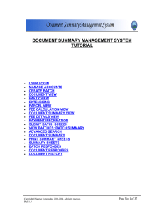 DOCUMENT SUMMARY MANAGEMENT SYSTEM