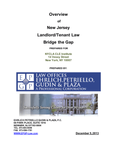 Overview New Jersey Landlord/Tenant Law Bridge the Gap
