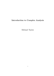 Introduction to Complex Analysis Michael Taylor