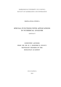 special functions with applications in numerical analysis