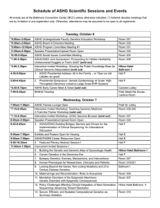 Schedule of ASHG Scientific Sessions and Events