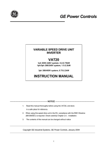 GE Power Controls VARIABLE SPEED DRIVE UNIT