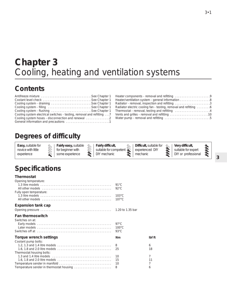 Chapter 3 Cooling, Heating And Ventilation Systems