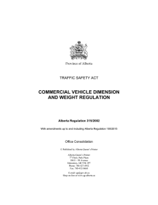 COMMERCIAL VEHICLE DIMENSION AND WEIGHT REGULATION