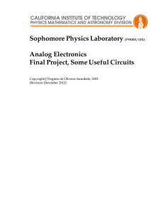 Sophomore Physics Laboratory (PH005/105) Analog Electronics